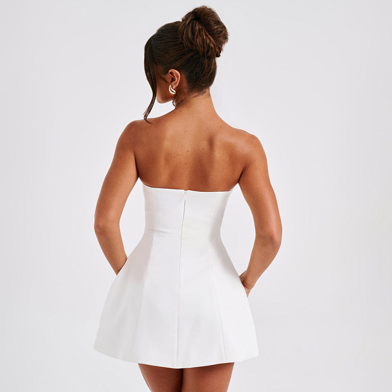 Tube Dress Summer Solid Color Sasual Backless