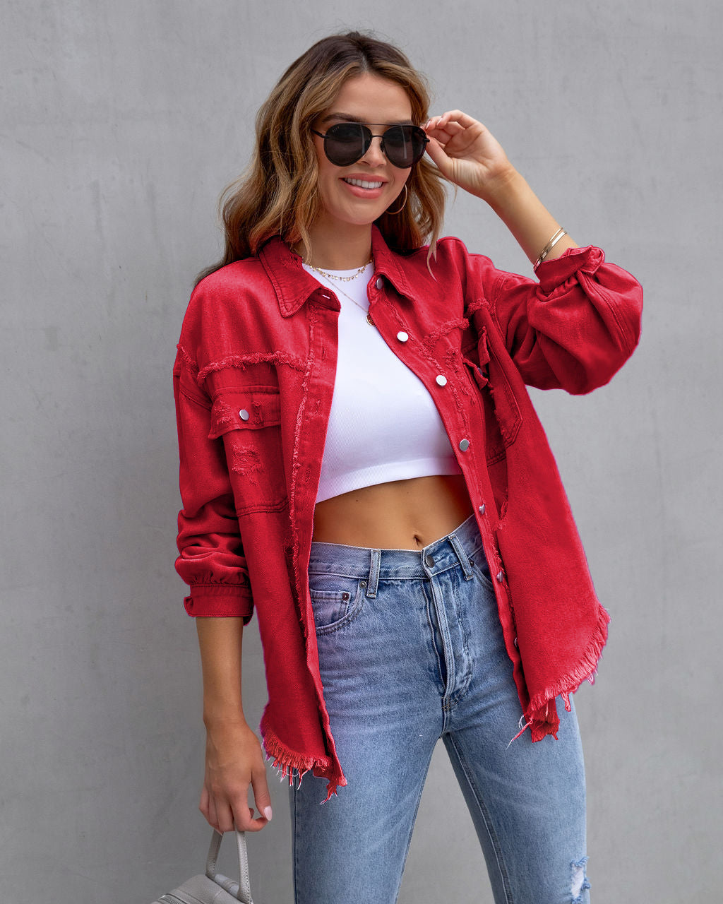 Fashion Ripped Shirt Jacket Female