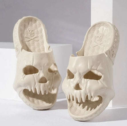 Skull Design Halloween Slippers Bathroom