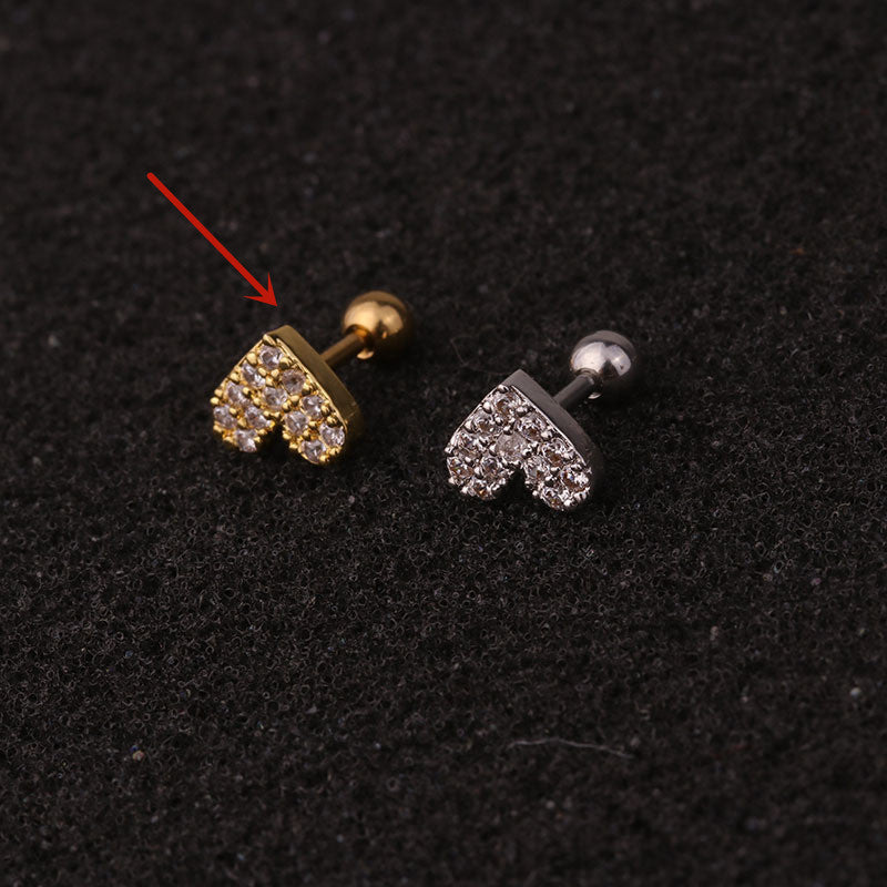 Stainless Steel Stud Earrings With Zircon Piercing