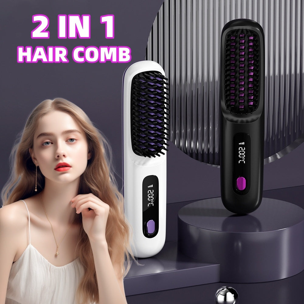 2 In 1 Straight Hair Comb Wireless Hair Straightener Brush