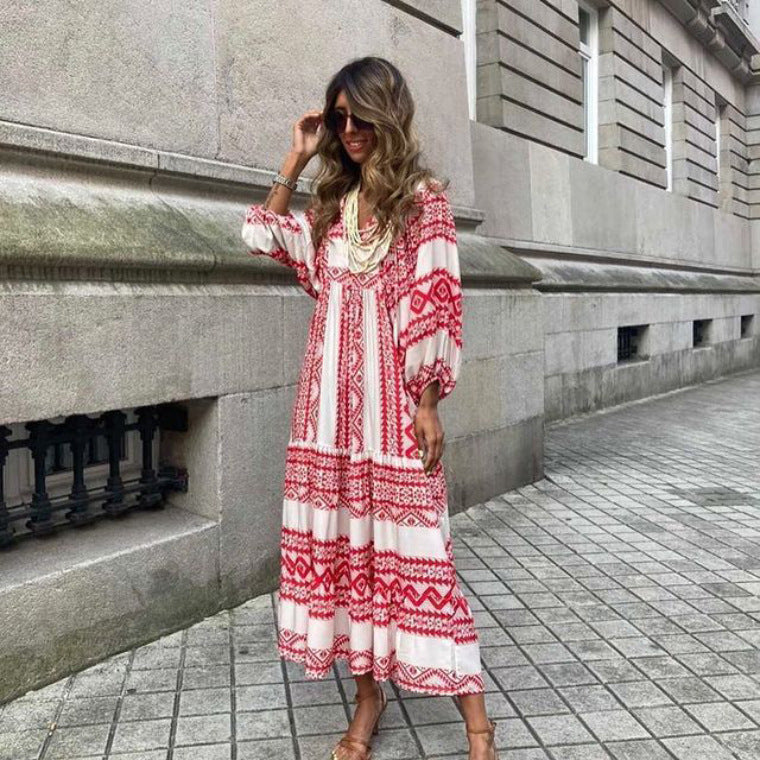 Women's Vintage Printed Bohemian Dress