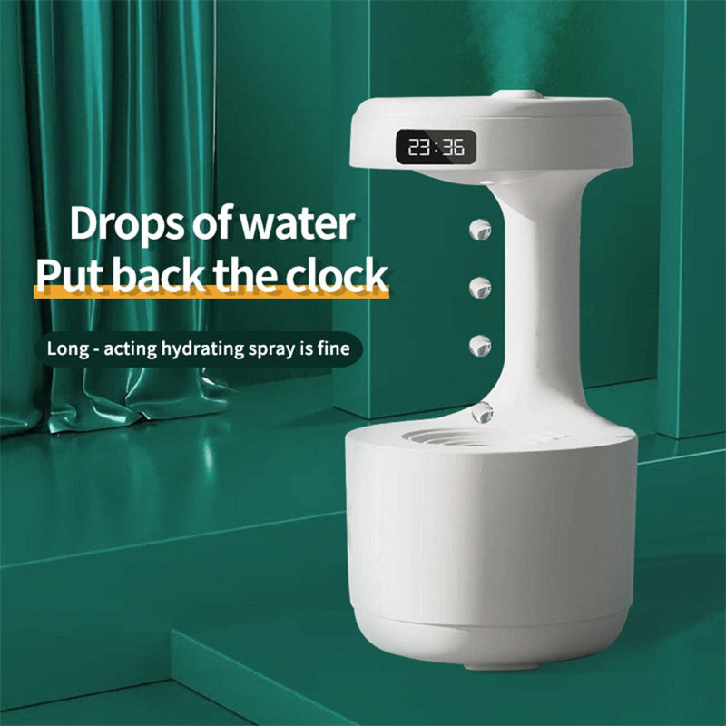 Humidifier With Clock Water Drop Backflow Aroma Diffuser