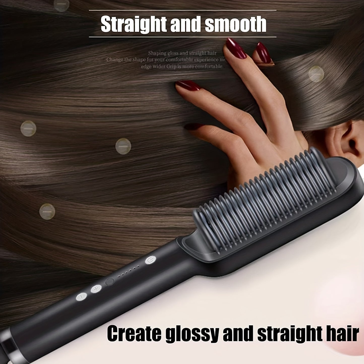 2-in-1 Electric Hair Straightener Brush Hot Comb