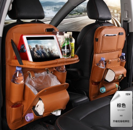 PU Leather Car Storage Bag Multifunction Seat Back Tray