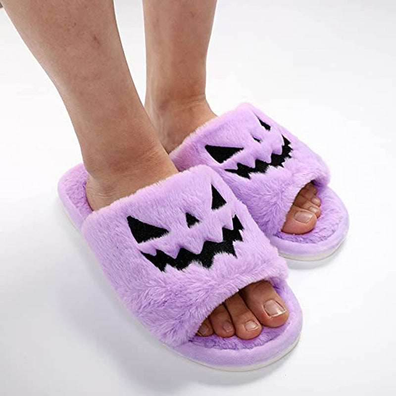 Halloween Shoes Winter Warm Home Slippers Women