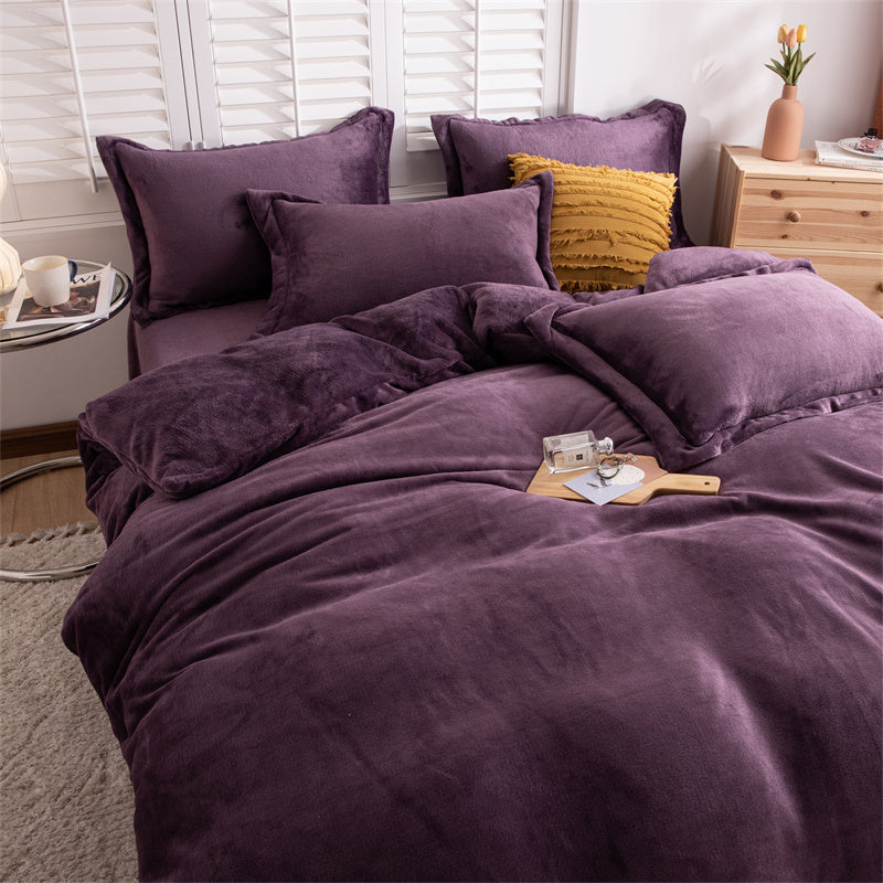 Four-piece Plush Double-sided Fleece Warm Duvet Cover