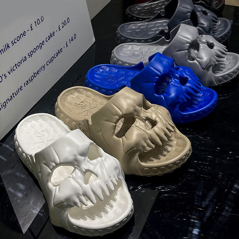 Skull Design Halloween Slippers Bathroom