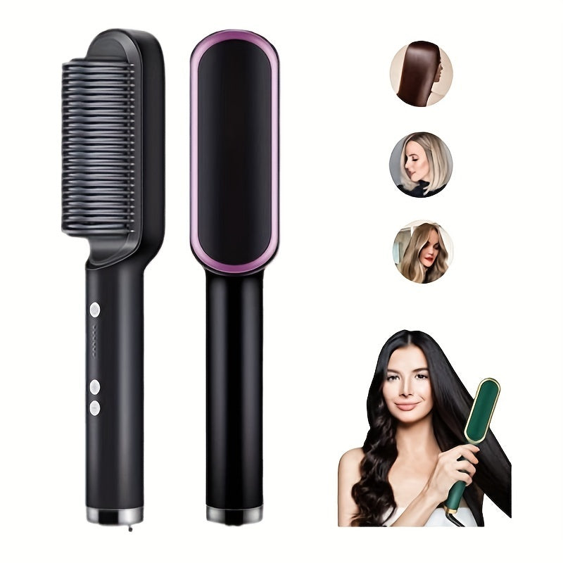 2-in-1 Electric Hair Straightener Brush Hot Comb