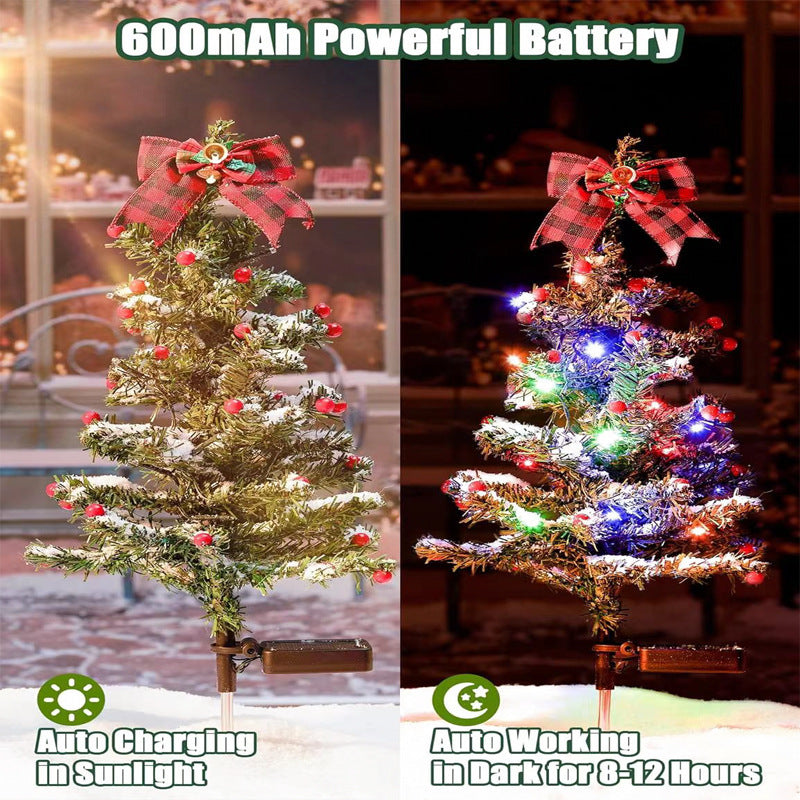 Waterproof Outdoor Christmas Decorations Solar Christmas Tree 2 Modes Yard