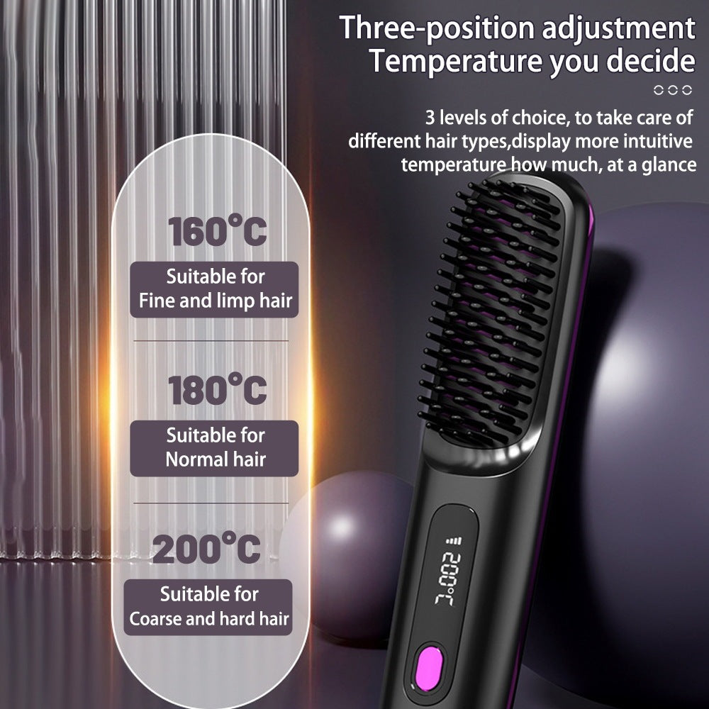 2 In 1 Straight Hair Comb Wireless Hair Straightener Brush