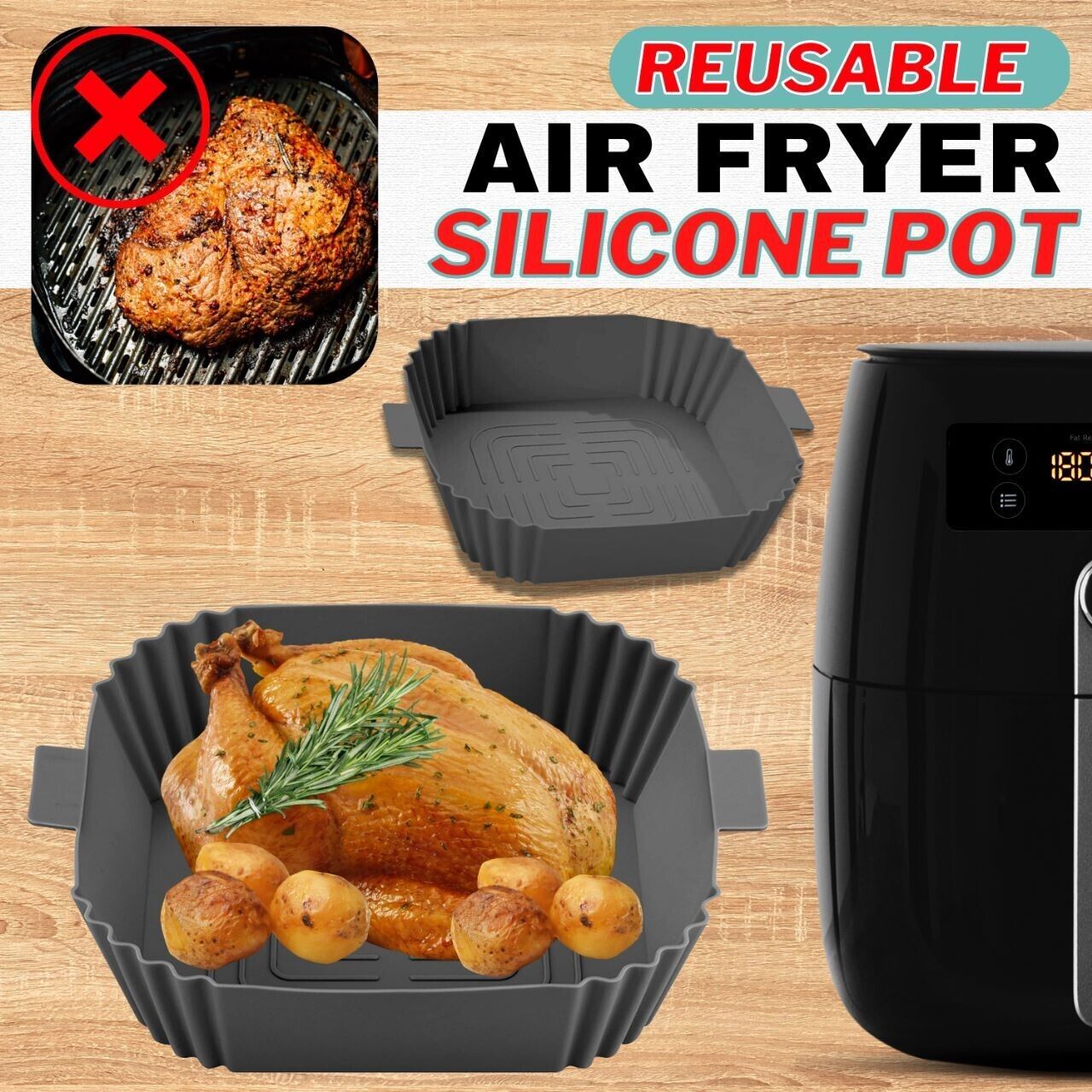 Air Fryer Silicone Pot Basket