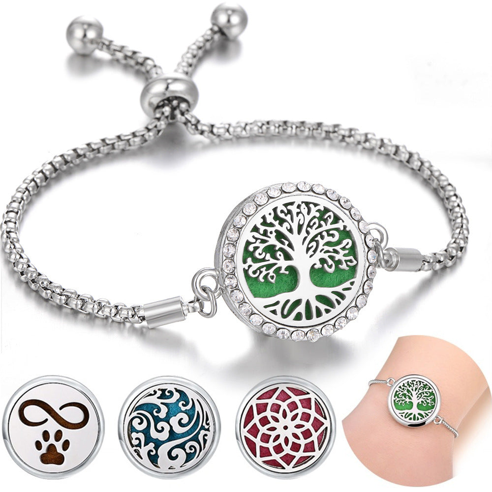 Hollow Stainless Steel Adjustable Aromatherapy Bracelet